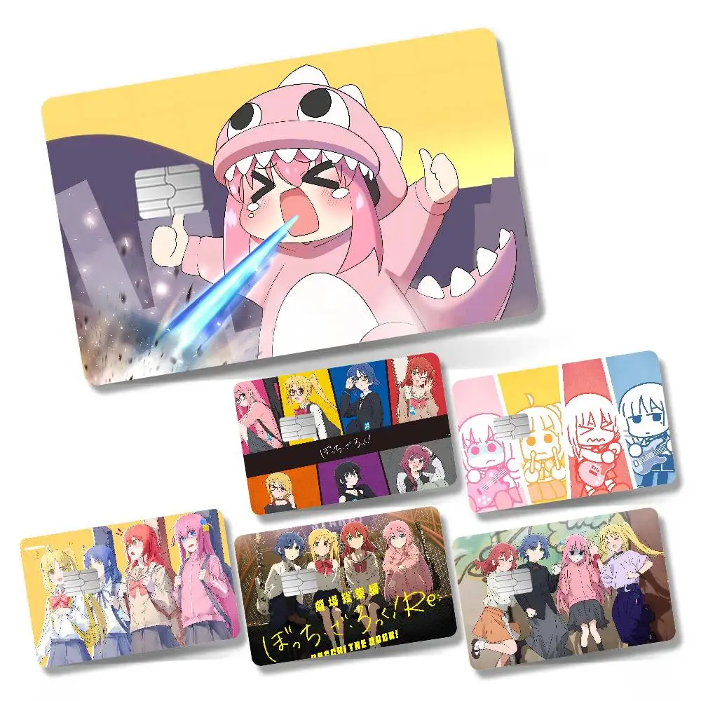 Games Bocchi The Rock Anime 4 Pcs Sticker Film Skin Cover Case For Small Large No Chip Debit Credit Card Front Side