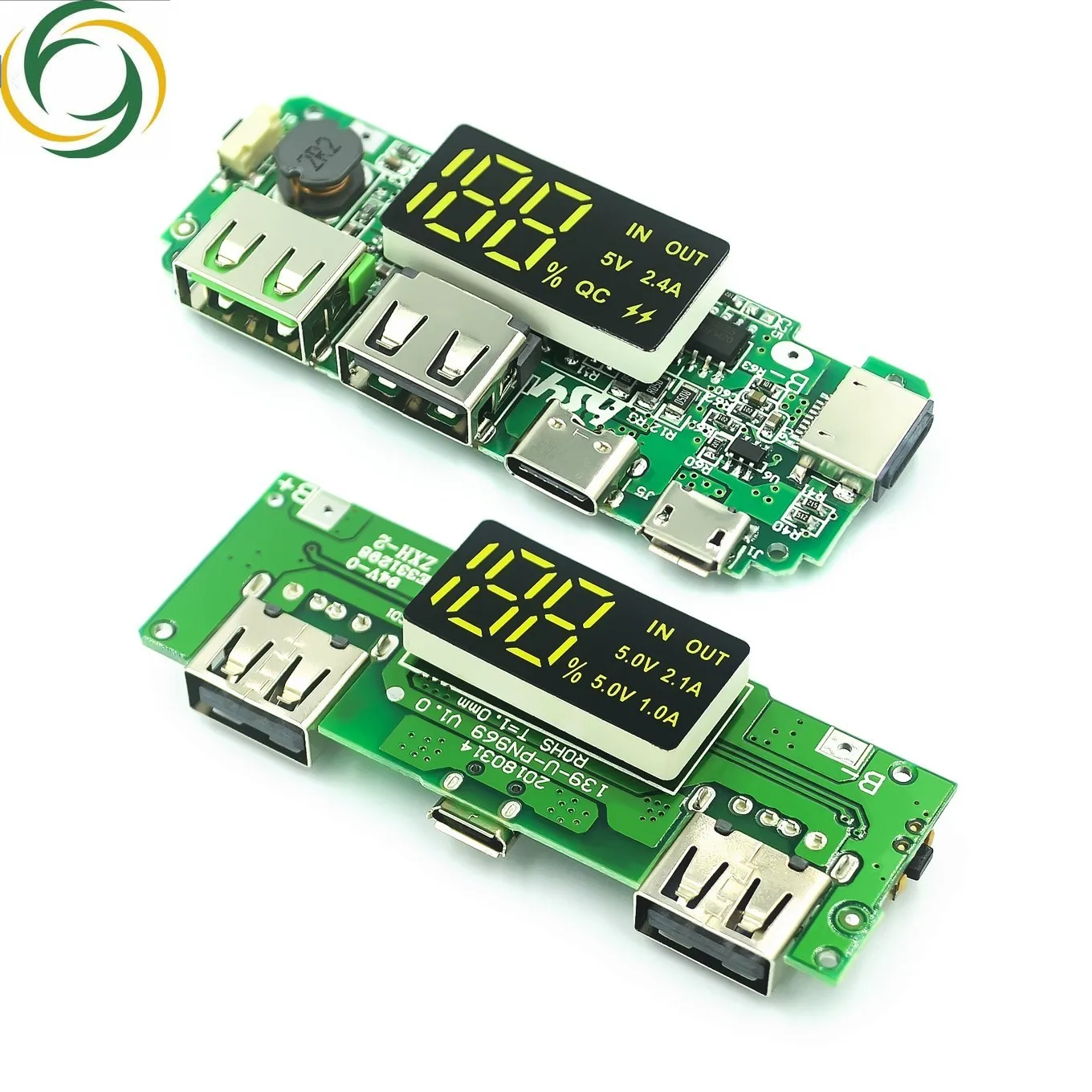 LED Dual USB 5V 2.4A Micro/Type-C USB Mobile Power Bank 18650 Charging Module Lithium Battery Charger Board Circuit Protection