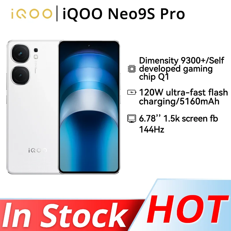 VIVO iQOO Neo 9s Pro smartphone 5G 5160mAh Battery 120W SuperVOOC Dimensity 9300+ 50MP IMX920 OIS 6.78 Inch AMOLED 144Hz NFC OTA