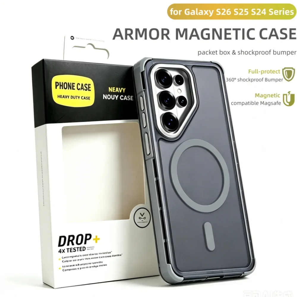 Rugged Hybrid Armor OTT-BOX Case For Samsung S26 FE Ultra S25 S24 Plus A57 A37 A17 A07 For Magsafe Anti-drop Protect Phone Cover