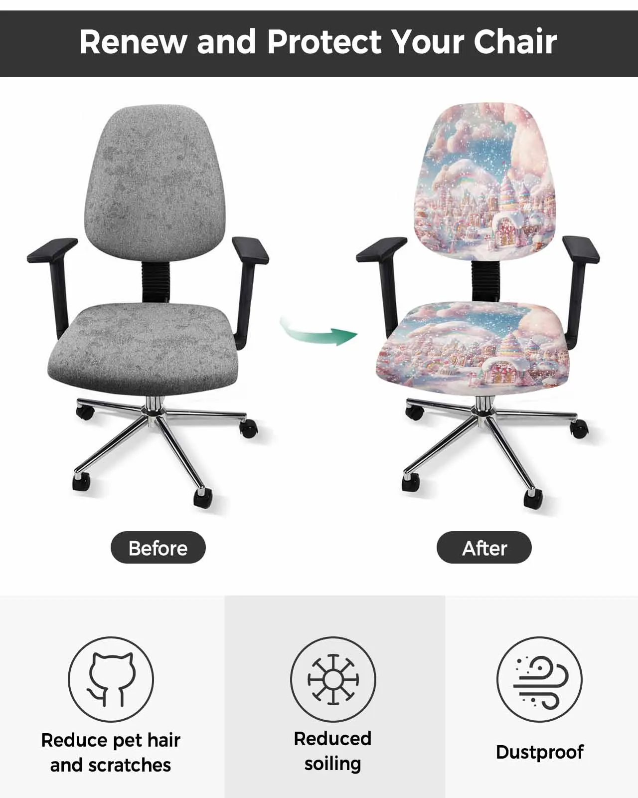 Christmas Snowflakes Retro Koala Armchair Computer Chair Cover Removable Office Chair Slipcover Split Seat Covers