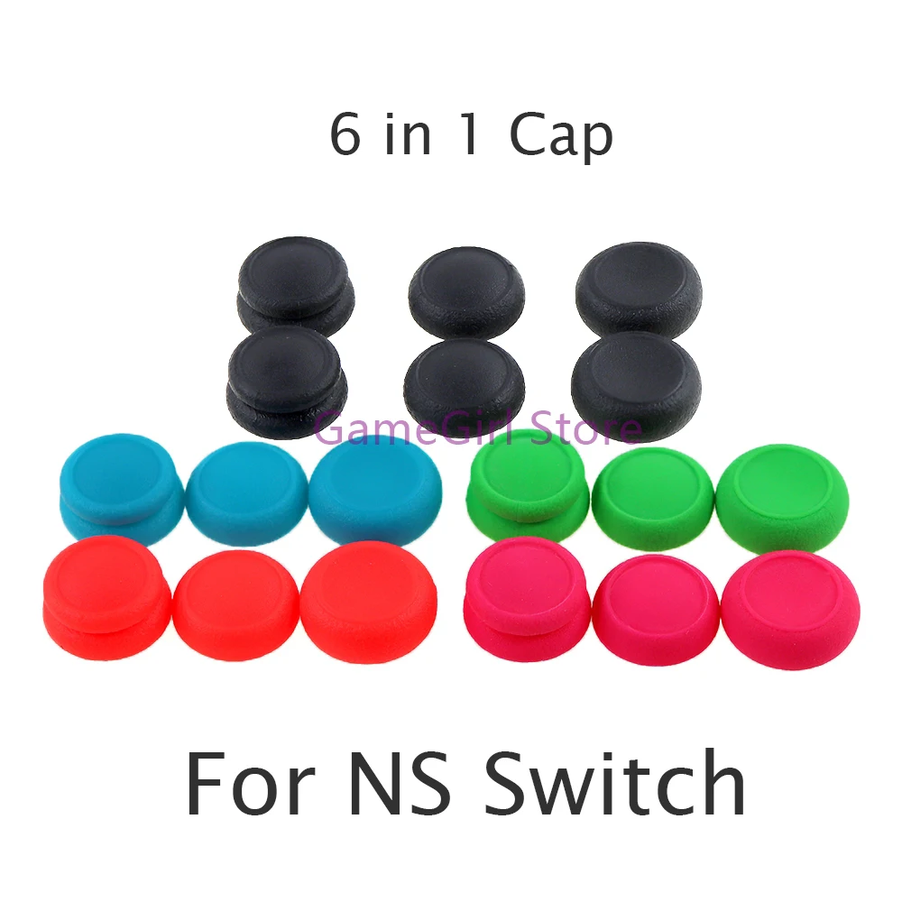 5Sets For NS Nintendo Switch Joy-Con 6 in 1 Silicone Rocker Joystick Caps Thumb Stick Grip Cover Buttons