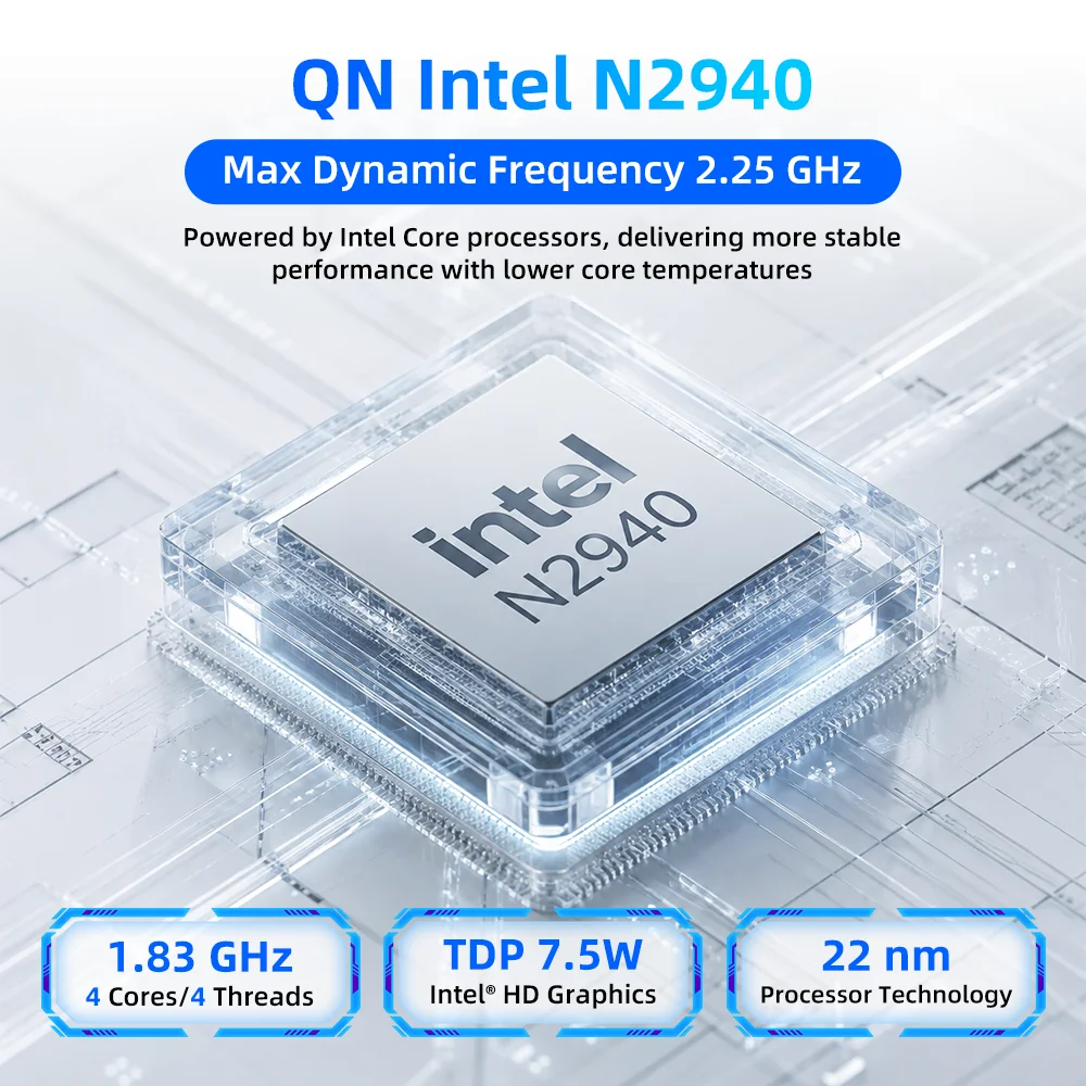TexHoo Mini PC Intel Celeron N2940 16GB RAM 512GB SSD WIFI5 BT4.0 Windows 10 Desktop Computer 4USB TypeC Dual Display for Office