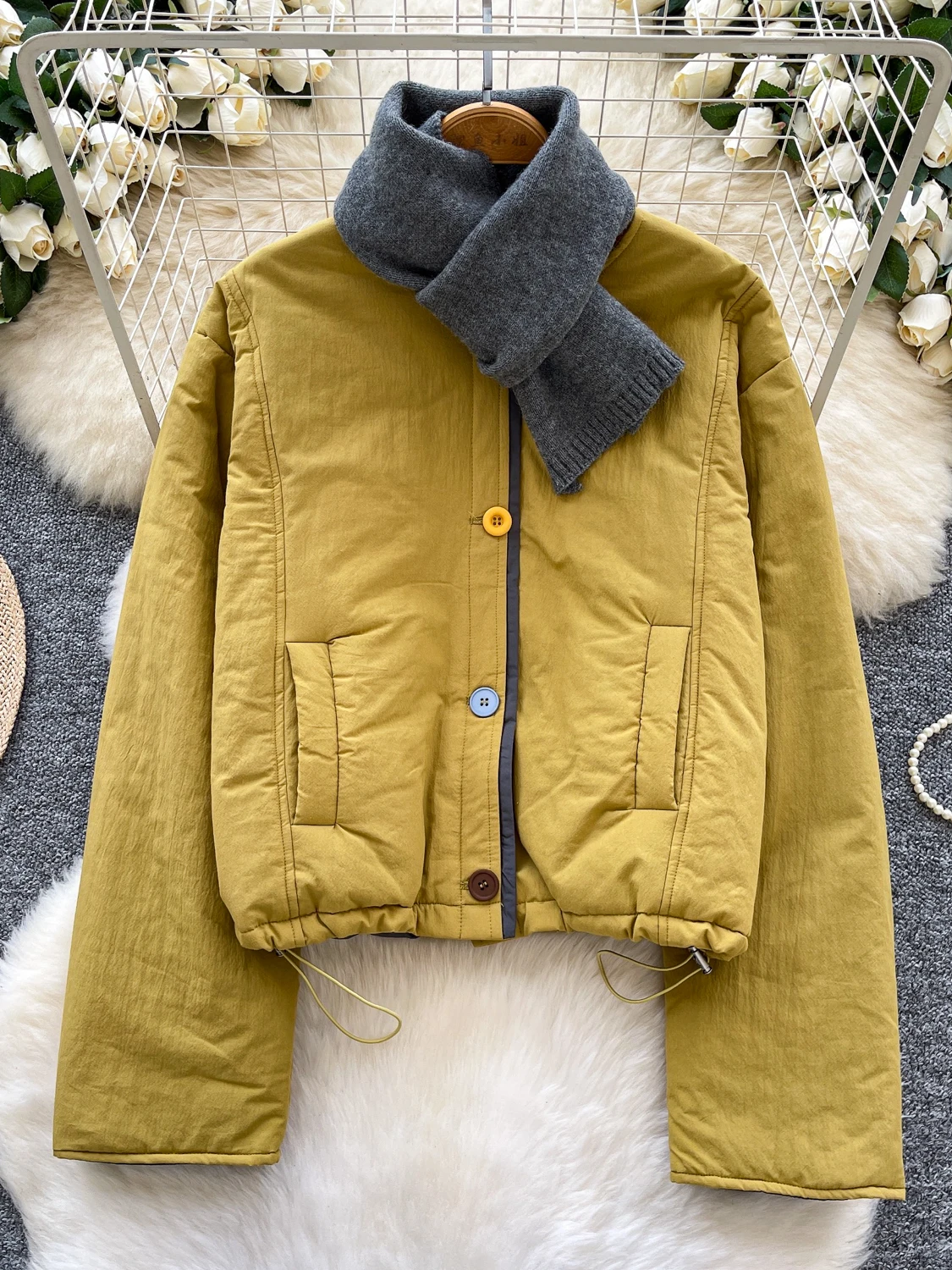 Faionable ort algodón Jaet mujer invierno coreano Sle calidez bufanda de punto Top a juego abrigo de mujer Casual largo Sve