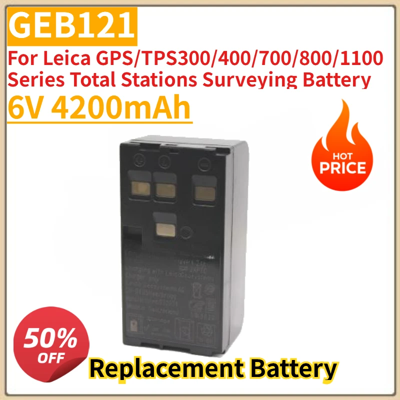 

New GEB121 Li-ion Total Station Battery 6V 4200mAh for Leica GPS/TPS300/400/700/800/1100 Series Total Stations Surveying Battery
