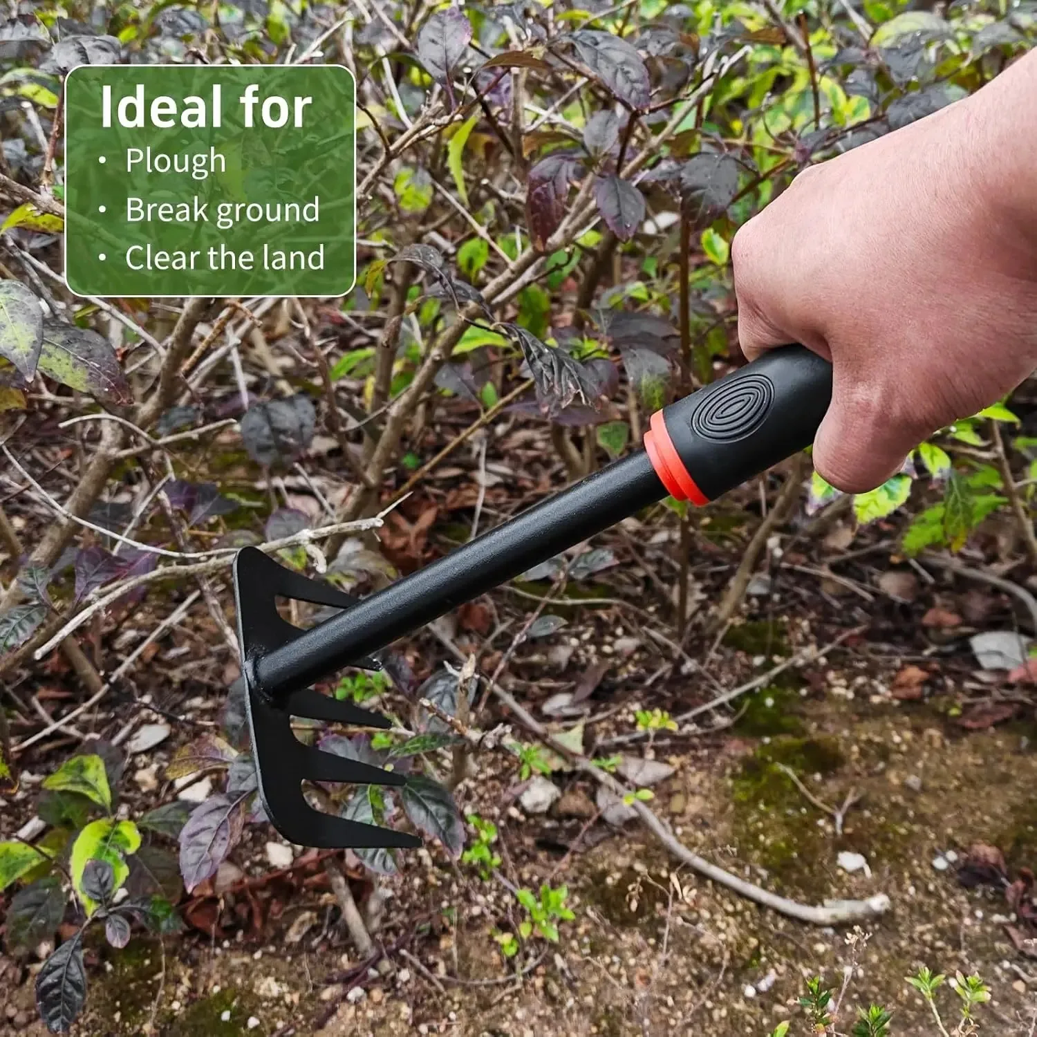 Small Garden Weed Rake Multi Purpose Gardening Weeding Tool for Leaves, Vegetable Plot, Backyard and Farm Planting Cultivation