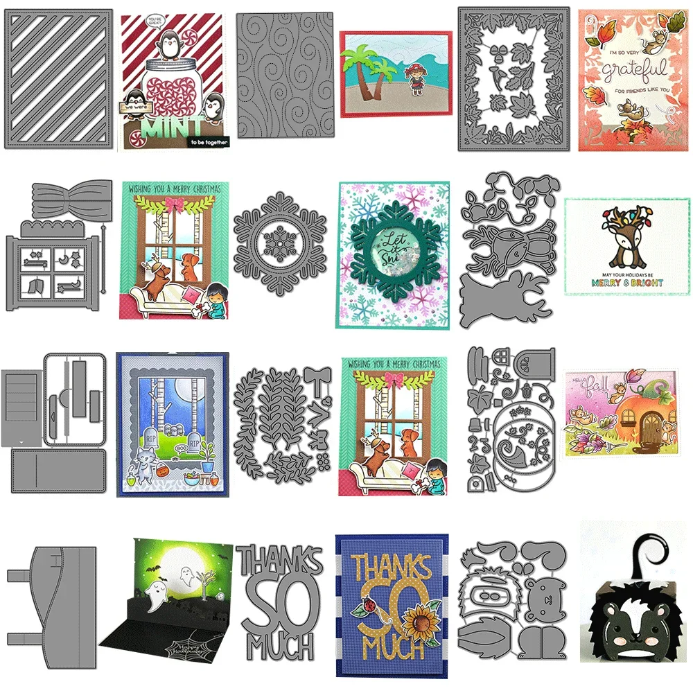 Kürbishaus, Herbstblätter, Fensterrahmen, Metall-Stanzformen, Prägestanzteile für DIY-Kartenherstellung, Scrapbooking, Bastelbedarf