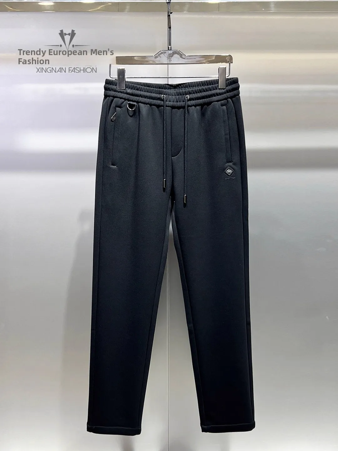 

Bla Thiened Straight Leg Casual Pants for Men Comfortable Autumn Winter Faion Sports Commuting Trousers Simple Sle