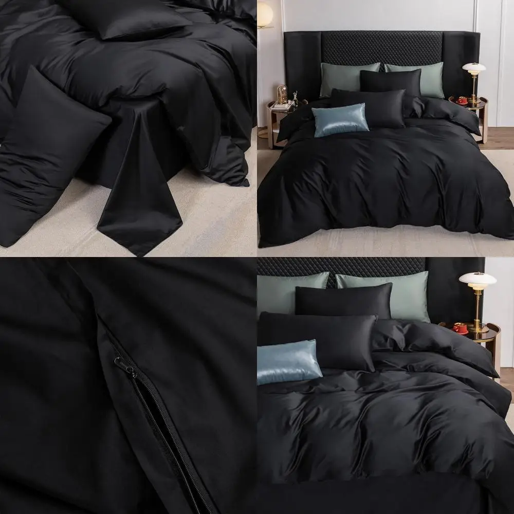 

Duvet Cover Set 100% Extra Long Staple Cotton 600 Thread Count Silky Sateen Smooth Luxury Soft Breathable Durable Hotel Quality