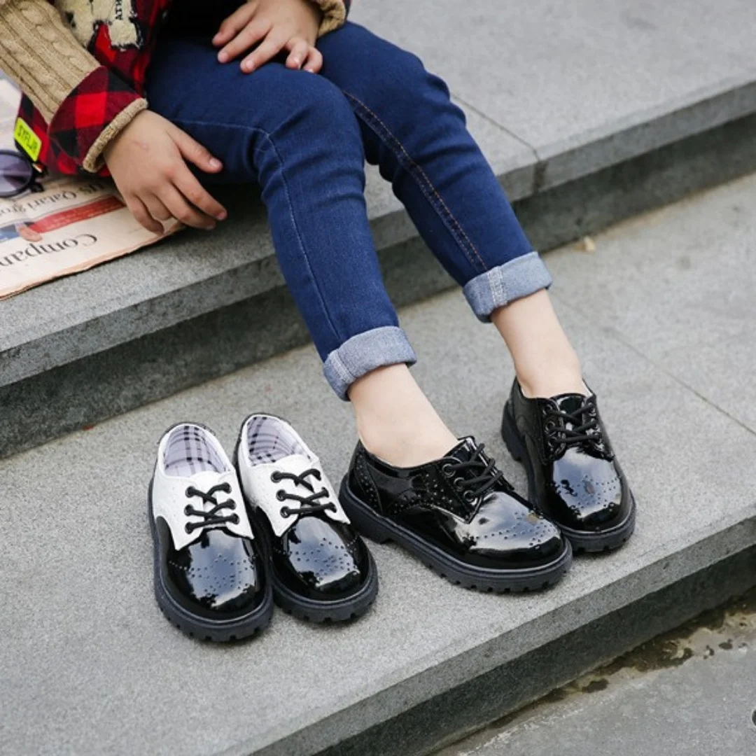 

Kids'Casual Shoes Fashion PU Leather Autumn Shoes For Boys Anti-slip Soft Bottom Designer Breathable Black White Size 21-37