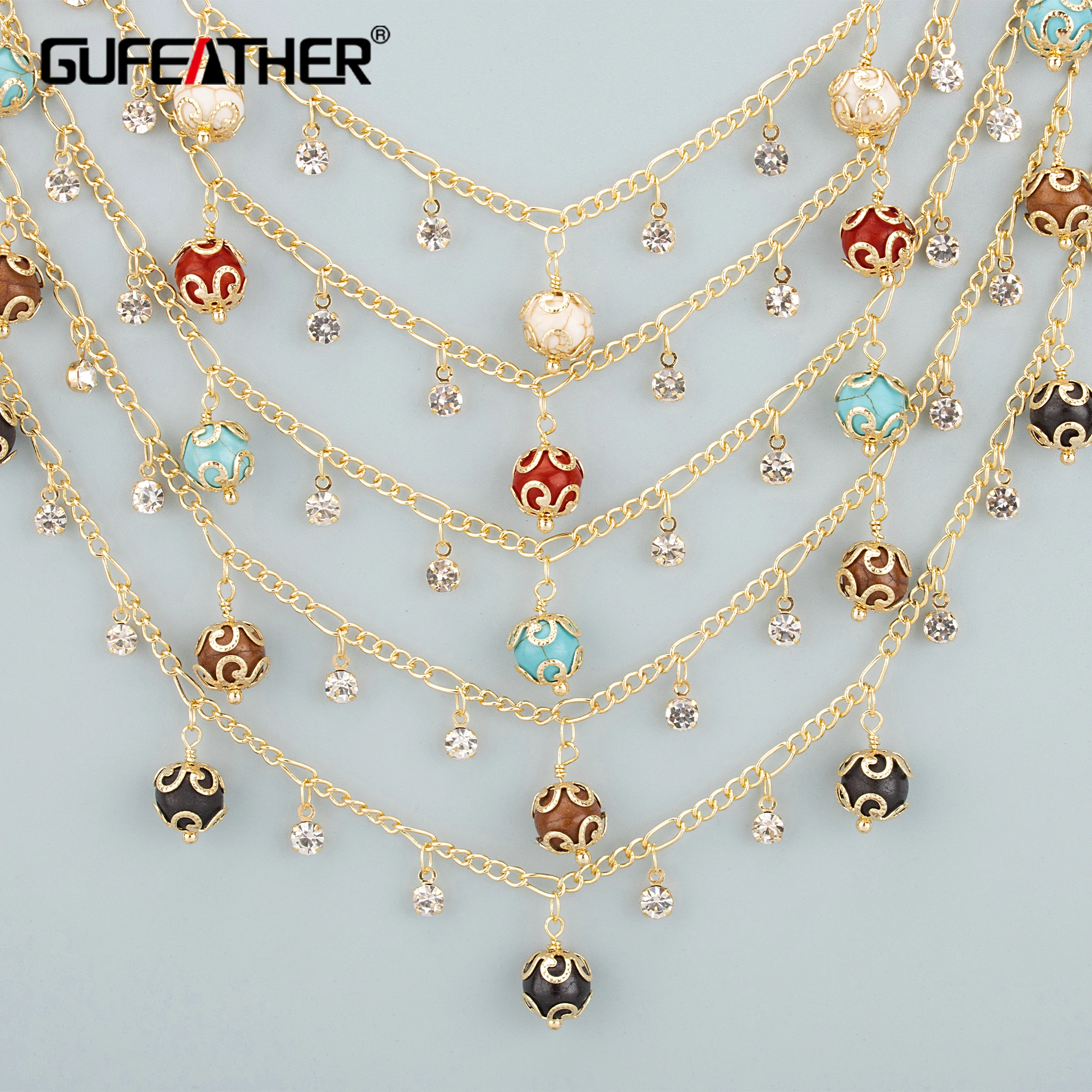 

GUFEATHER C373,chain,18k gold rhodium plated,copper,pass REACH,nickel free,hand made,jewelry making,diy bracelet necklace,1m/lot