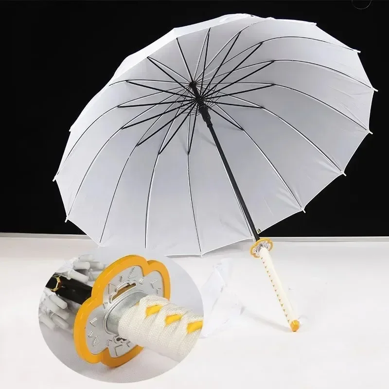 Demon Slayer Katana Handle Umbrella Tanjirou Kimetsu No Yaiba Japanese Samurai Sword Parasol Long Rain Sunny Sunshade Accessory view 4