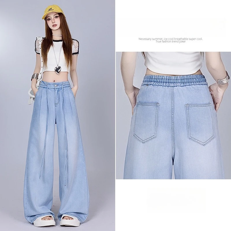 

Women's Lightweight Flared Jeans 2026 Summer New High Waist Draped Wide Leg Bell Bottom Pants Casual Loose Fit Trousers