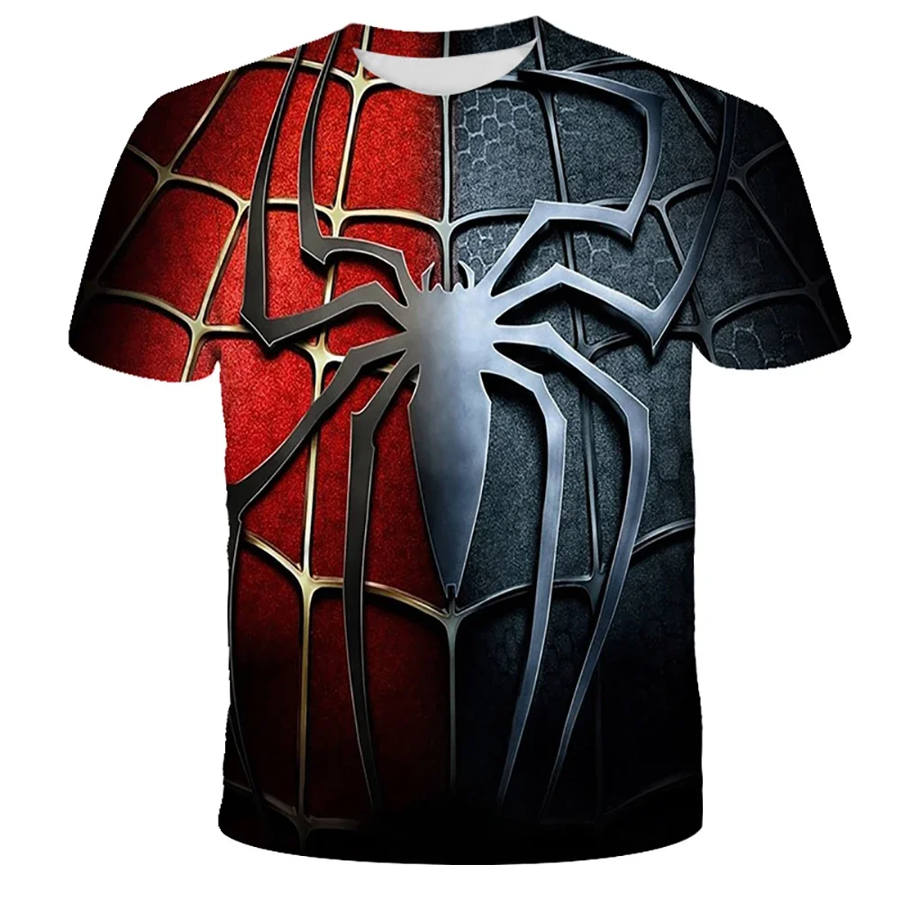 

MINISO Spider-Man Superhero T-shirts, Casual Clothing with 3D Print, Trendy Oversized T-shirts for Boys and Girls.