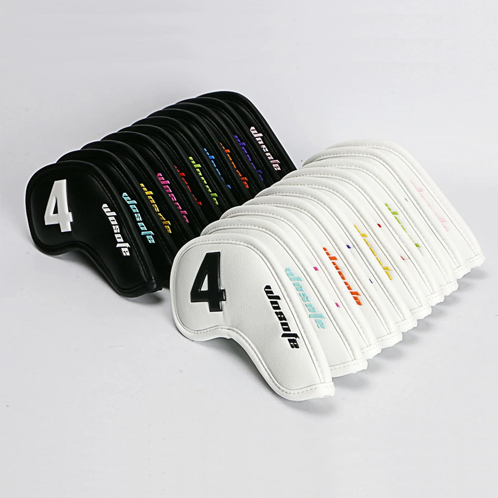 10Pcs White/Black PU Leather Golf Iron Head Covers Colorful Number Iron Headovers Wedges Covers 4-9 ASPX Golf Outdoor Sporting