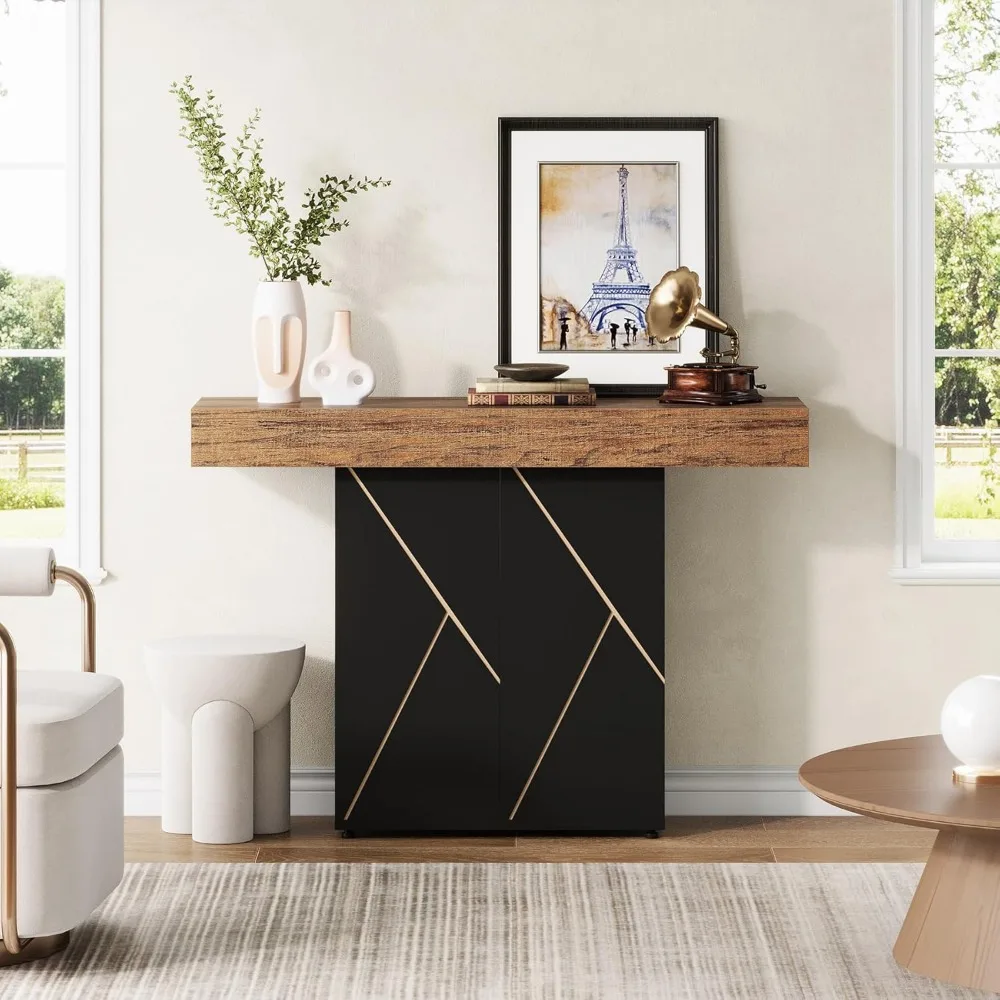 Стол со светодиодной подсветкой, 43-дюймовый стол в прихожей в деревенском стиле, деревянный диван-стол за диваном, узкий стол в прихожей для прихожей