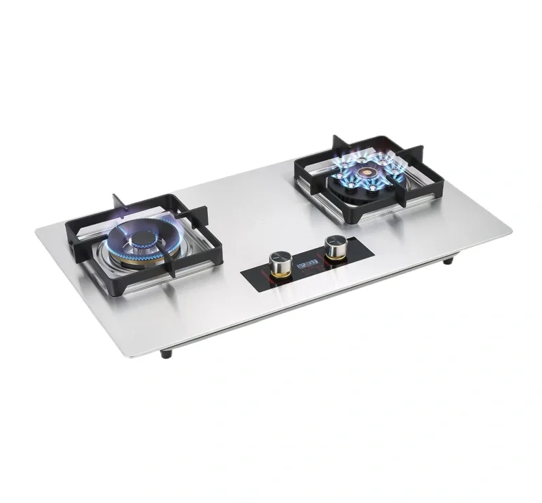 2-Burner Built-in Gas Cooktop - High Quality Stainless Steel Two Head Stove for Professional Kitchens