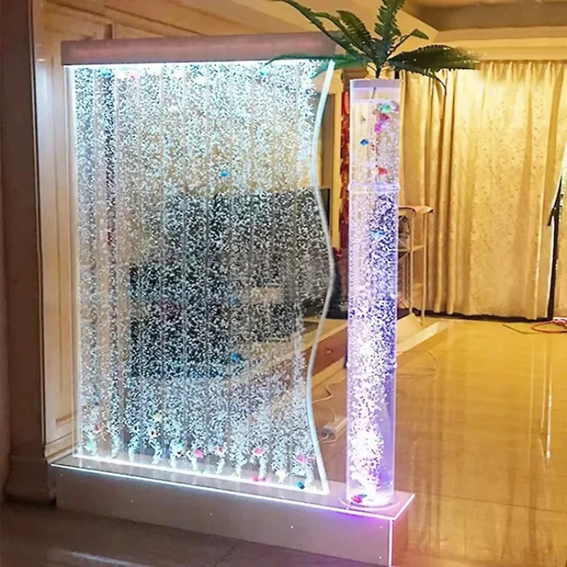 custom.Customized Modern LED Glowing Bubble Wall Screen Acrylic Floor Standing Room Divider Printed Design Room Partition view 2