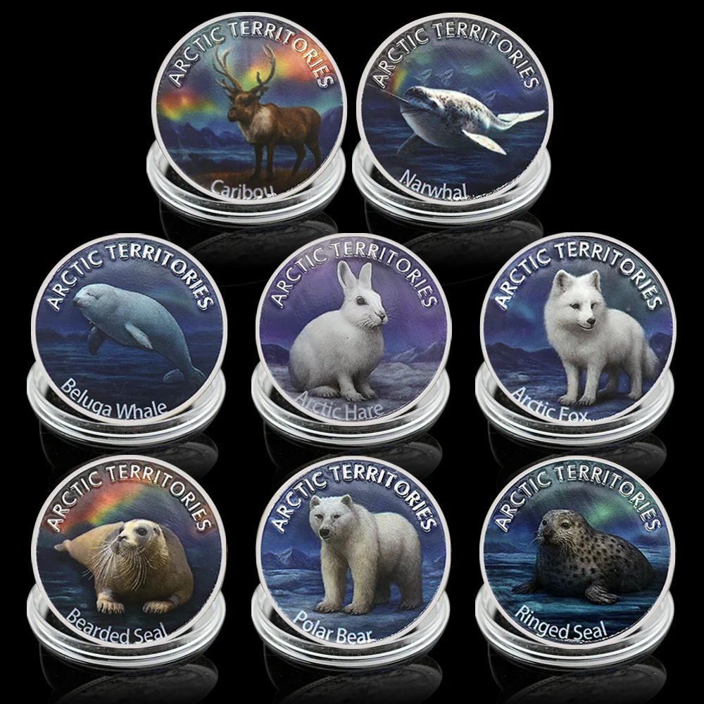 

Arctic Territories Animal Commemorative Coin Silver Plated Collector’s Edition Gift Cherish animals in the Arctic Souvenir Gift