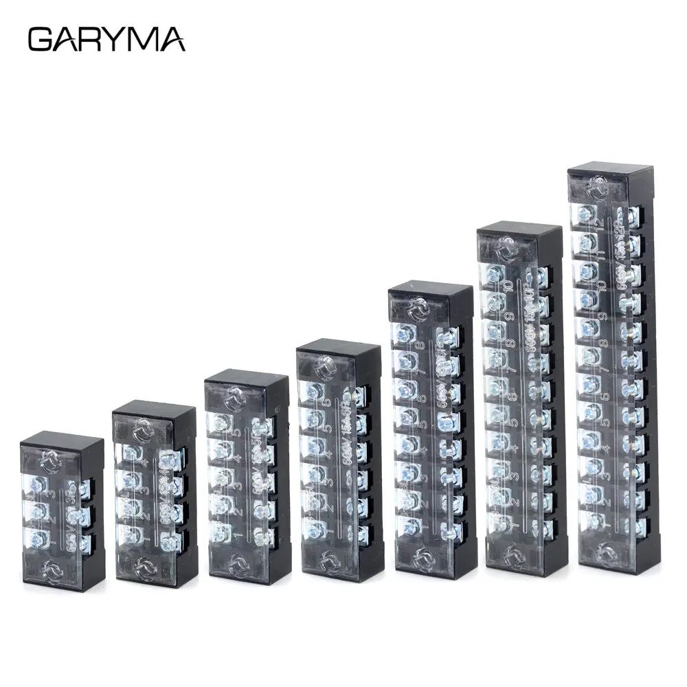 600V 15A Barrier Strip Terminal Block Dual Row Screw Wire Connector TB-1503 TB1504 TB1505 TB1506 TB1508 TB1510 TB1512