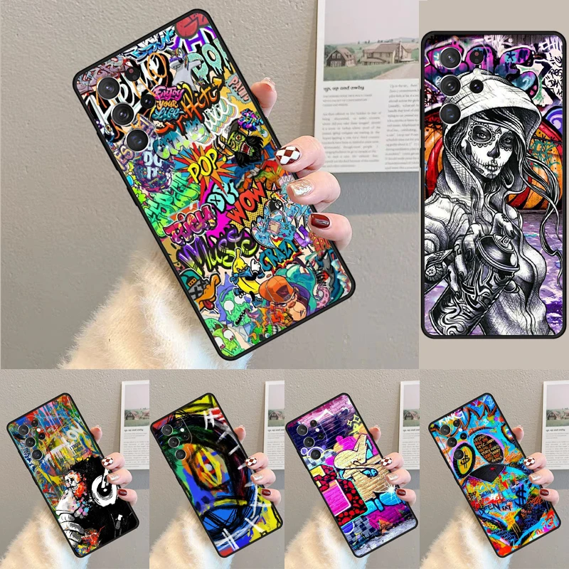 Graffiti Silikon Handyhülle für Samsung Galaxy Note 10 Pro S26 S25 S24 S23 S22 S21 Plus S25Ultra Capa Cover