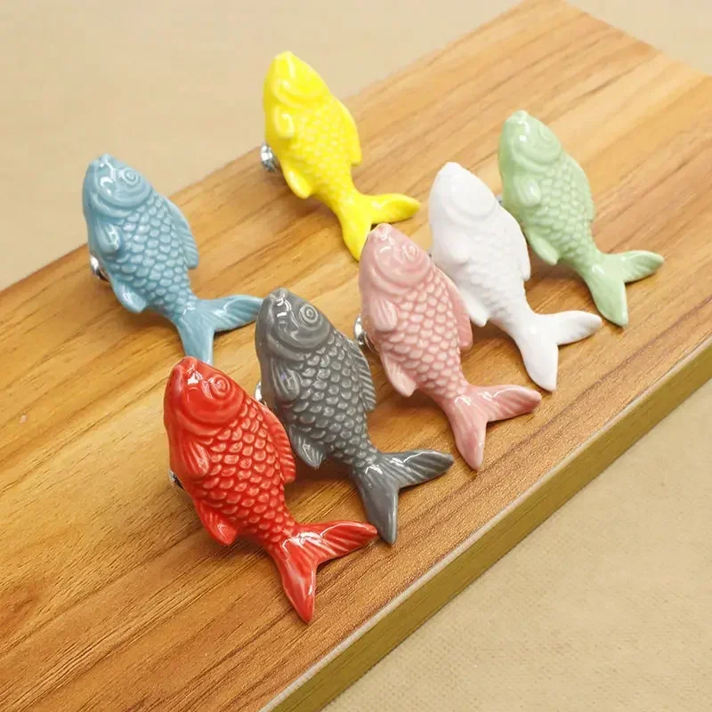 Fish cartoon cabinet door handle cabinet colorful decoration animal drawer handle