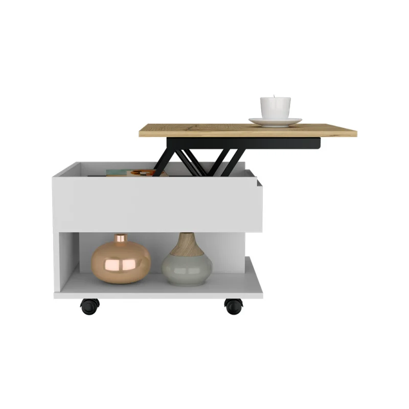 Table basse élévatrice Luanda, roulettes, une étagère