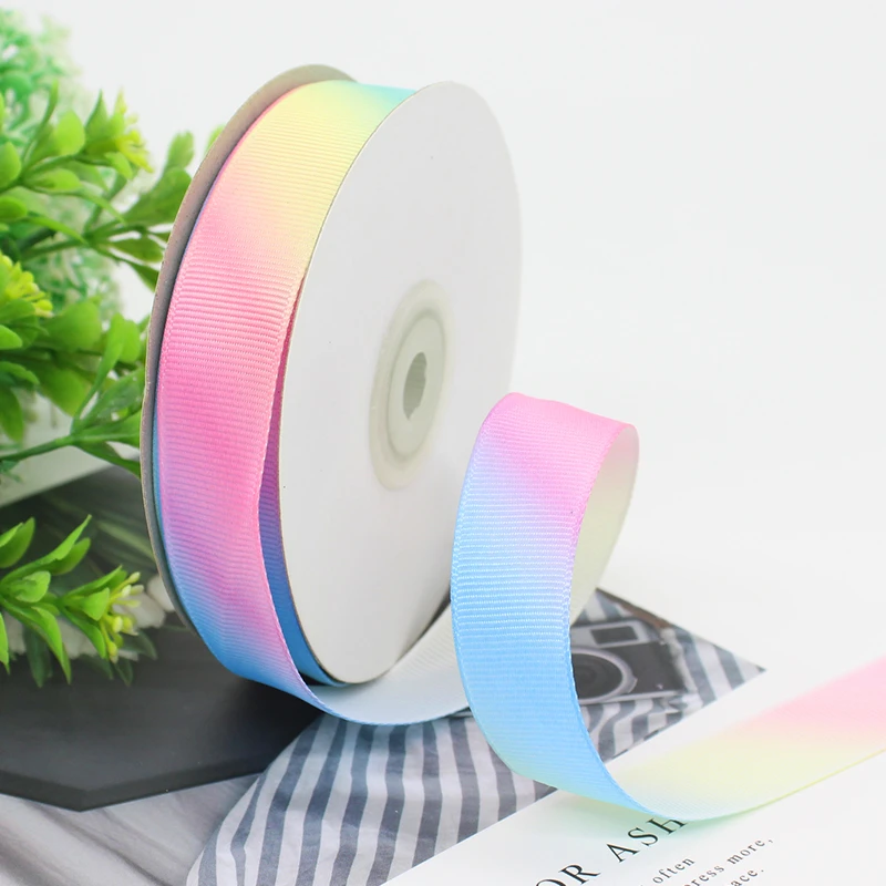 Nastro per imballaggio regalo arcobaleno, confezione per bouquet di fiori, Nastri per Grosgrain fai da te, rotolo da 45 metri