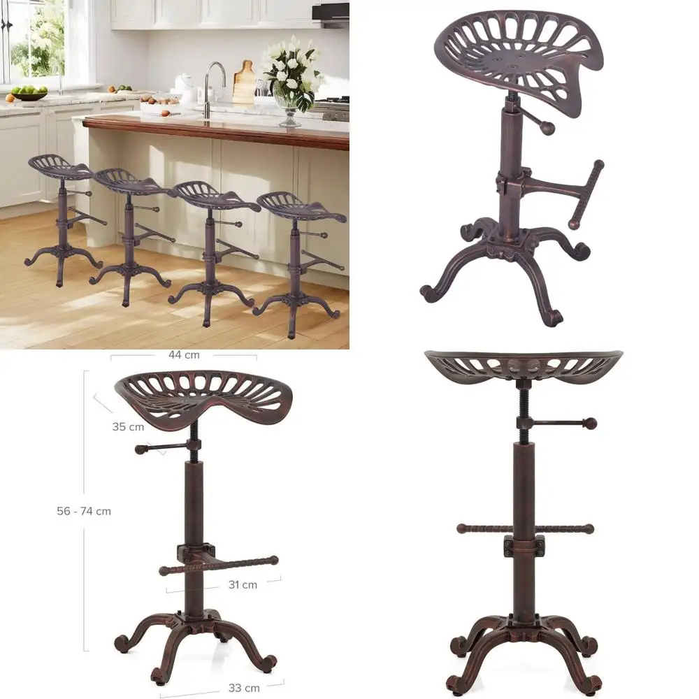 

Adjustable Copper and Cast Iron Farmhouse Tractor Seat Bar Stool