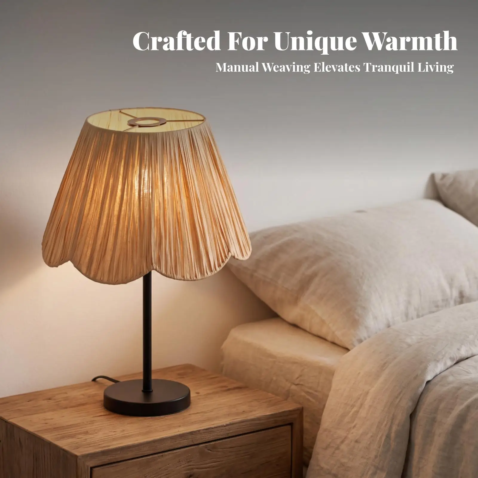 Handwoven Raffia Lampshade Natural Woven Shade for Floor Lamp Rustic Boho Decor for Living Room Bedroom Cozy Lighting