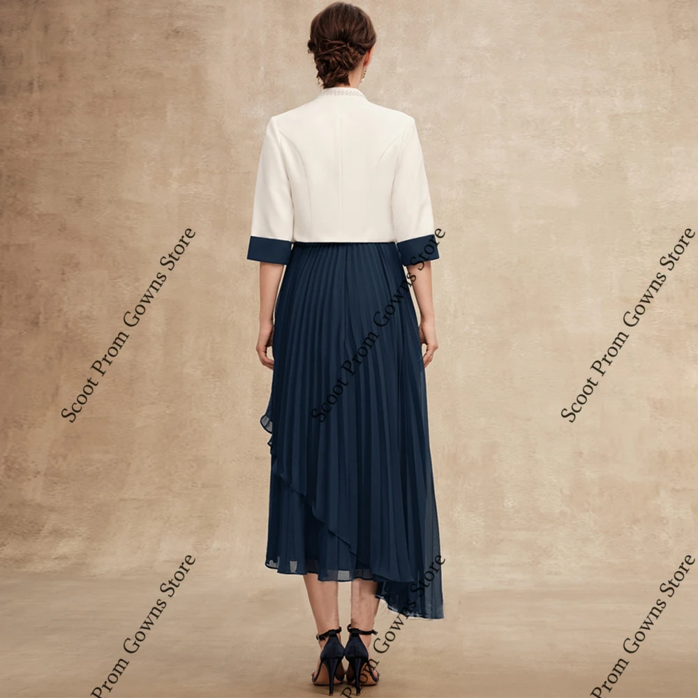 Vestidos elegantes De gasa para madre De novia, vestidos De fiesta De boda De manga 3/4 para mujer, novedad De verano 2025, bata De playa con cuentas