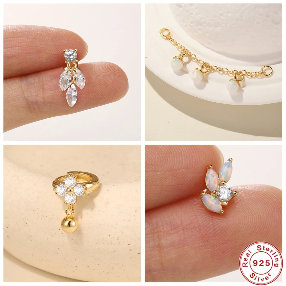 

Серьги-гвоздики AIDE из стерлингового серебра 925 пробы с цирконием и опалом для женщин и мужчин, крошечные серьги-гвоздики для ушей, серьги для пирсинга хряща, ювелирные изделия