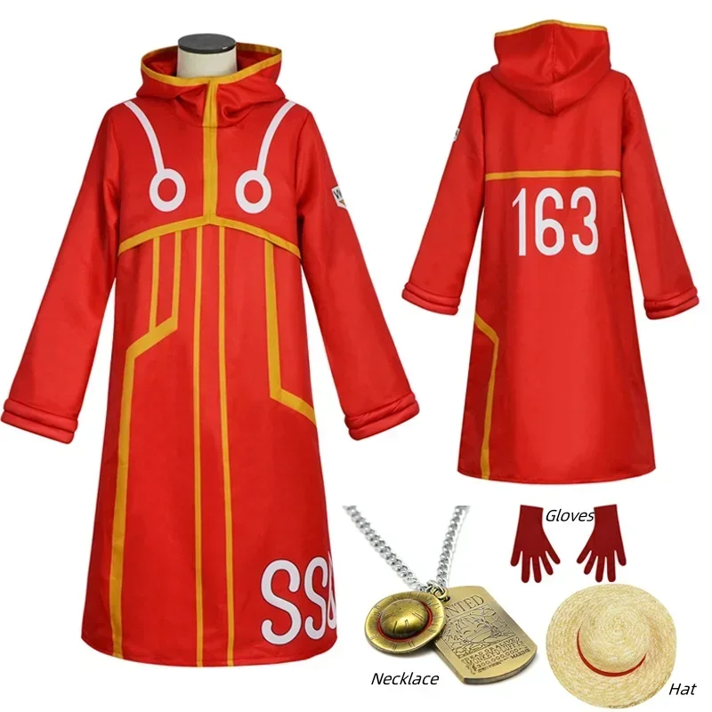 Nuevo Disfraz de Monkey D. Luffy de Egghead Island, Túnica de Cosplay, Chaqueta, Sombrero, Traje de Halloween