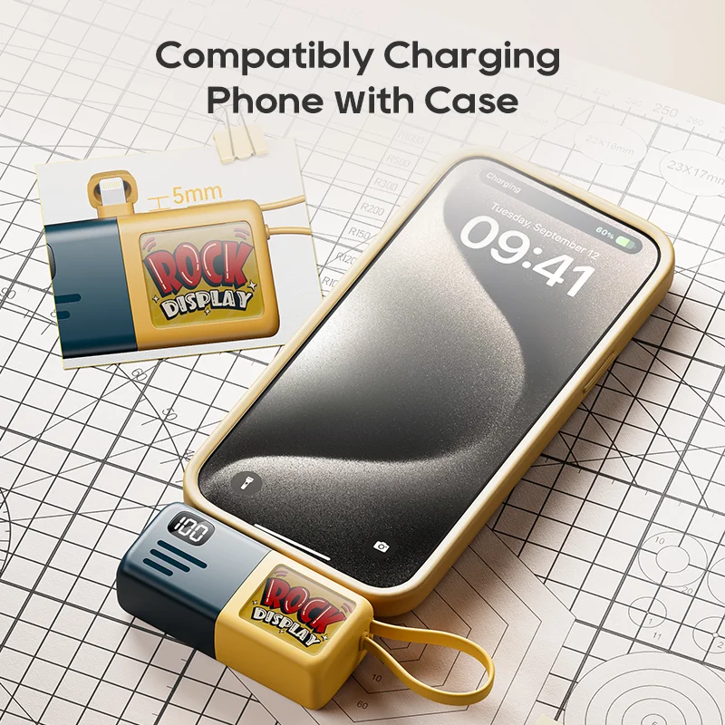 KUULAA Mini Power Bank 5000mAh PowerBank With Type-C Cable Fast Charging For iPhone Batterie Externe Portable Charger For Xiaomi