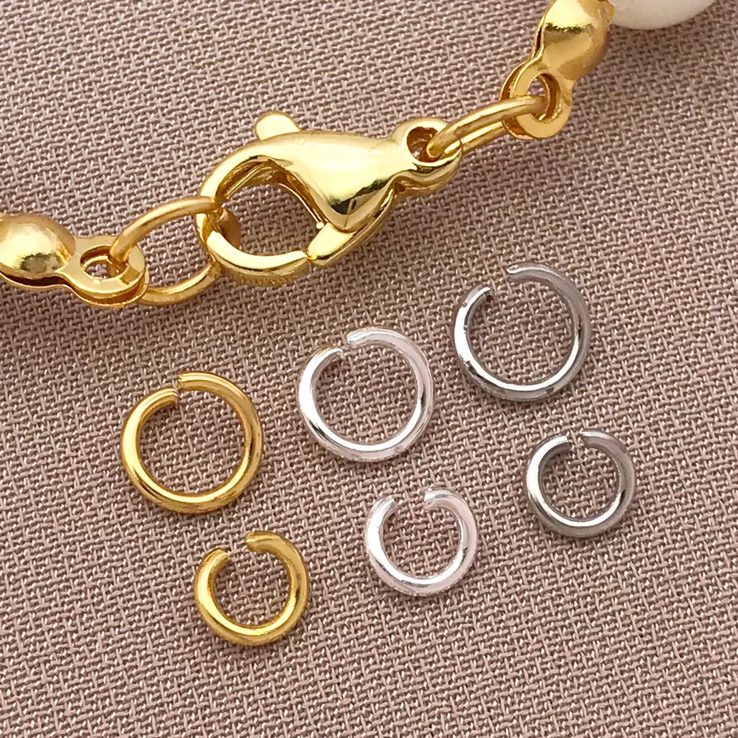 200個 4/5mm 18K金メッキ シルバーオープンジャン - Gold Plated Ring のレビューと価格