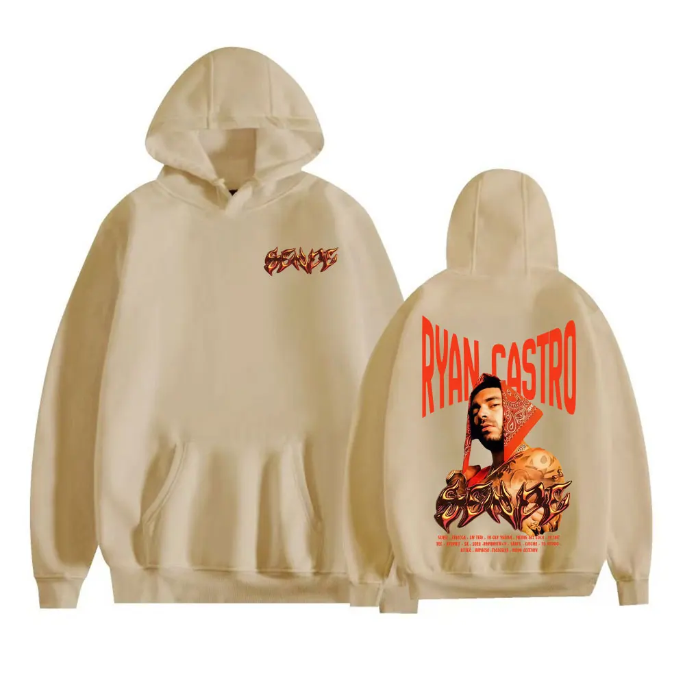 مغني الراب ريان كاسترو ألبوم جولة الجرافيك هوديس الرجال النساء أزياء الهيب هوب خمر بلوزات الراحة عارضة طويلة الأكمام البلوفرات