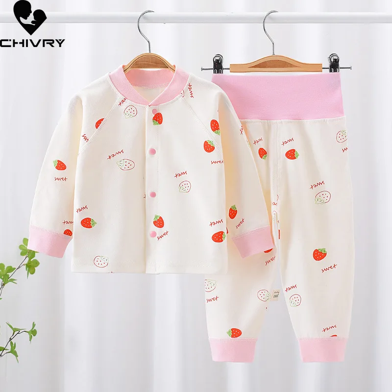 Conjuntos de pijamas de otoño para niños y niñas, camiseta de manga larga con cárdigan y pantalones de dibujos animados, ropa de dormir para recién nacidos, 2023