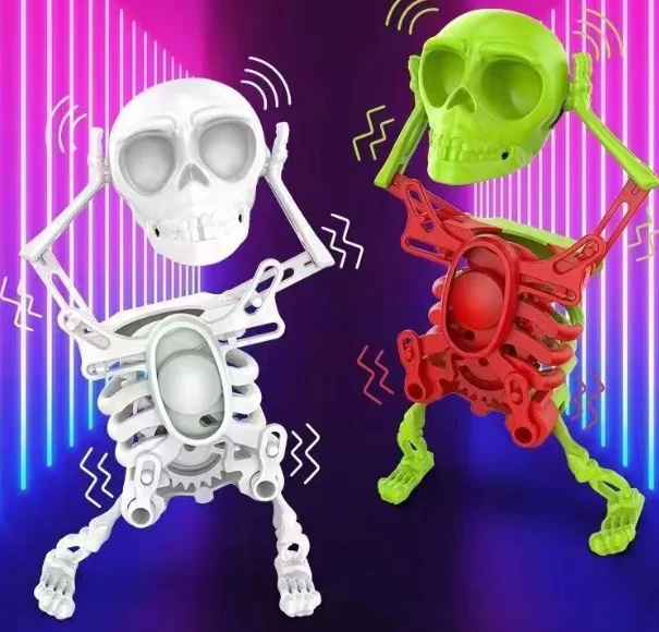 Dancing Skeleton Skeleton Toy Night Light Movable Swinging Skeleton People Trick, Trick, Relieve Stress Desktop Ornament