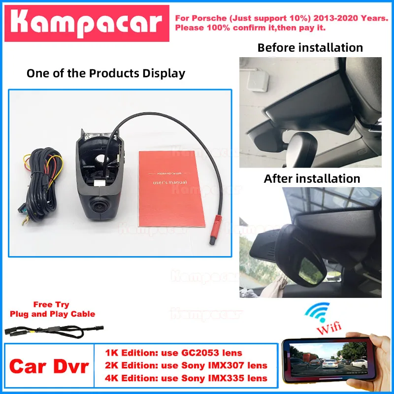 PH01 Plug and Play 1K 2K 4K Dash Cam Car Dvr Camera For Porsche Cayenne 958 Macan Cayman Panamera Boxster 981 718 911 2013-2020