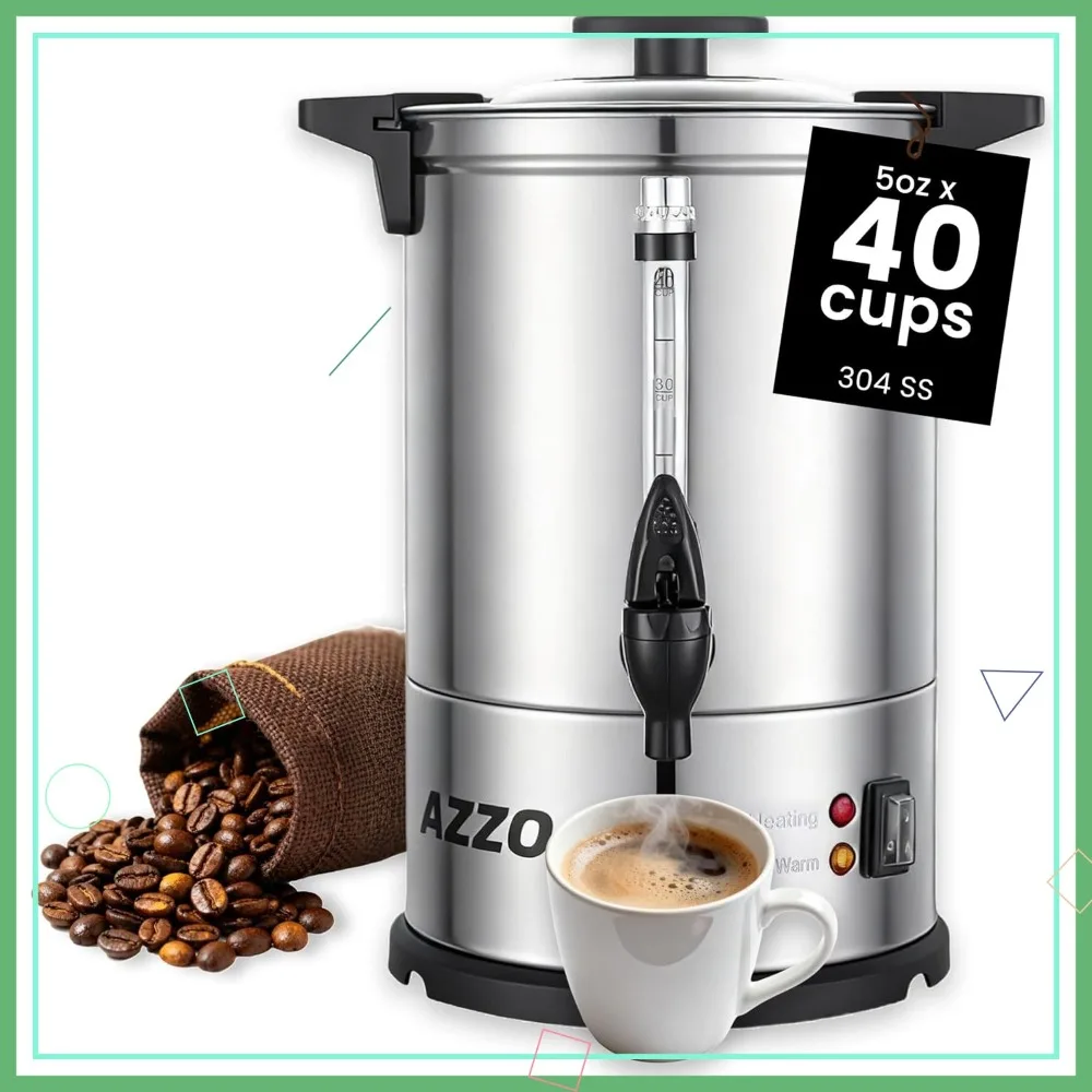 

40-Cup Commercial Coffee Urn, 6L Stainless Steel Fast Brew Hot Water Dispenser for Catering Events Home Office
