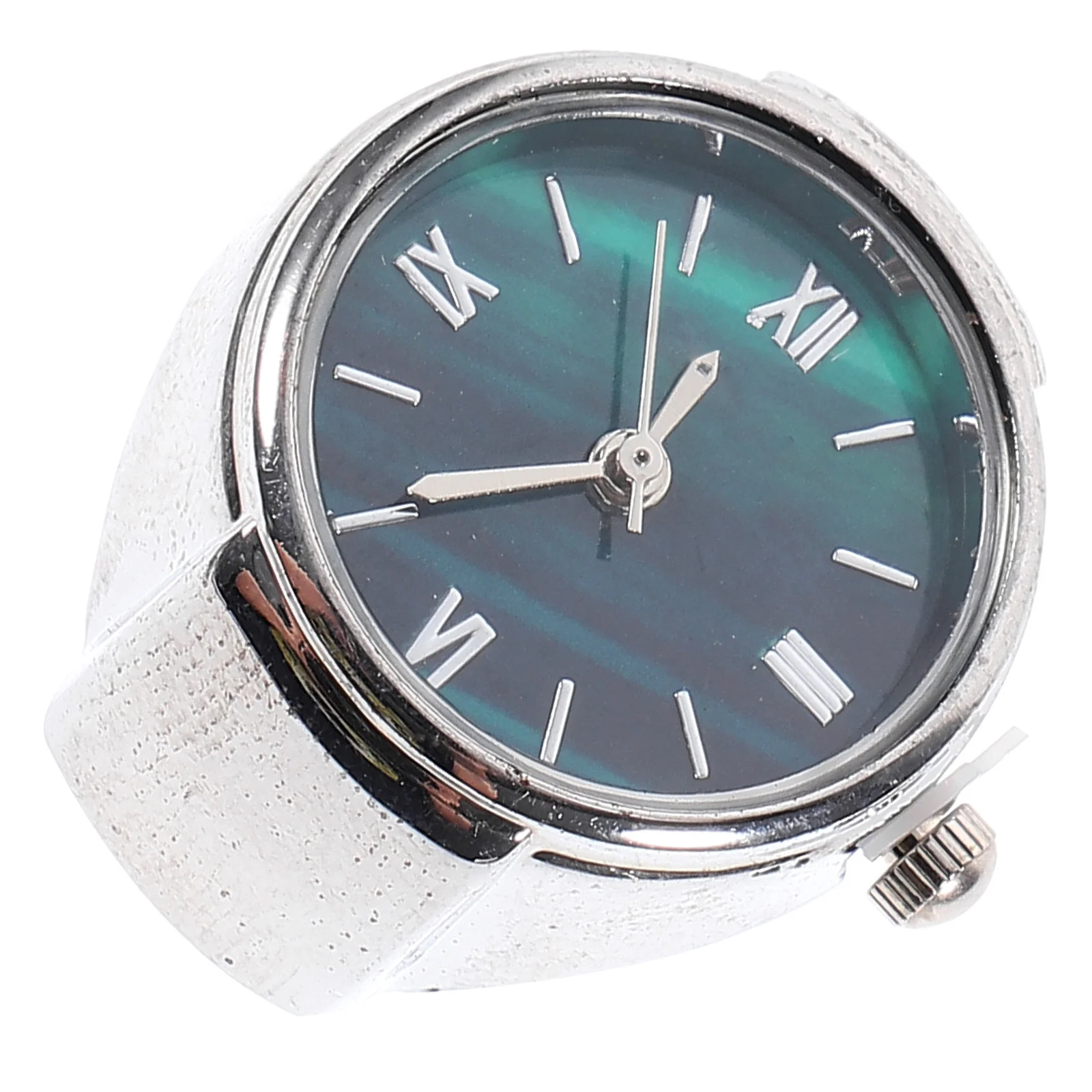 

Mini Finger Watch Ring Roman Numeral Zinc Alloy Fashion Jewelry for Casual Formal Wear Stylish Ring Watch for Women Green