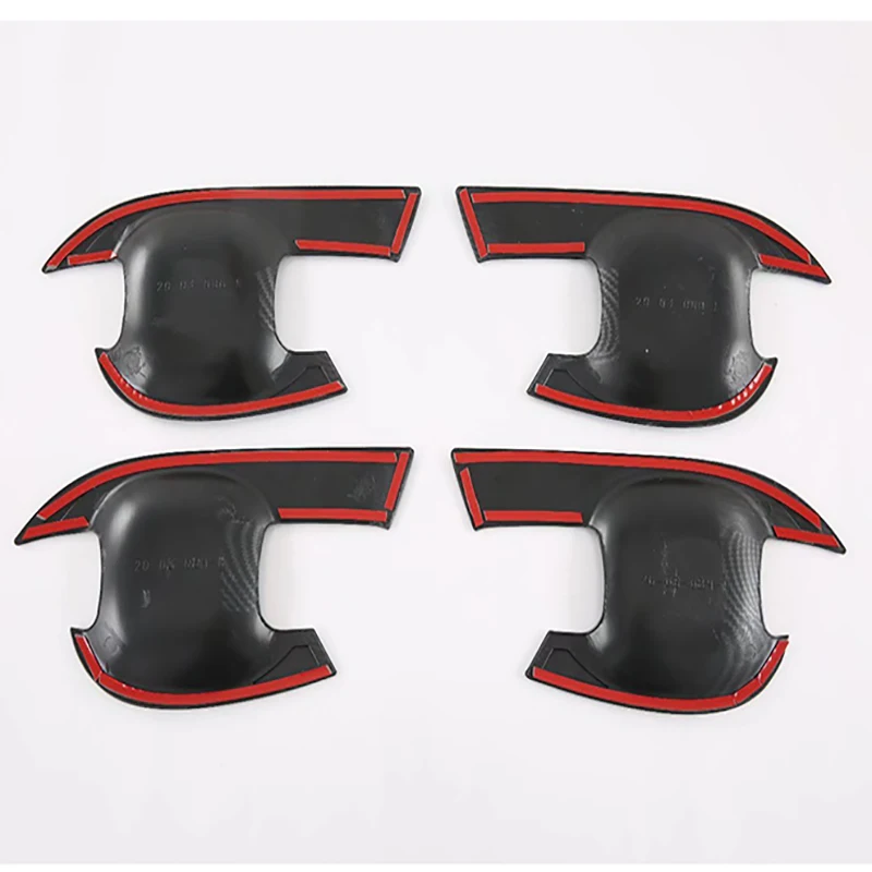 For Kia Mohave Borrego HM2 2019-2022 Carbon Fiber Style Door Handle Bowl Cover Cup Cavity Trim Insert Catch Molding Garnish