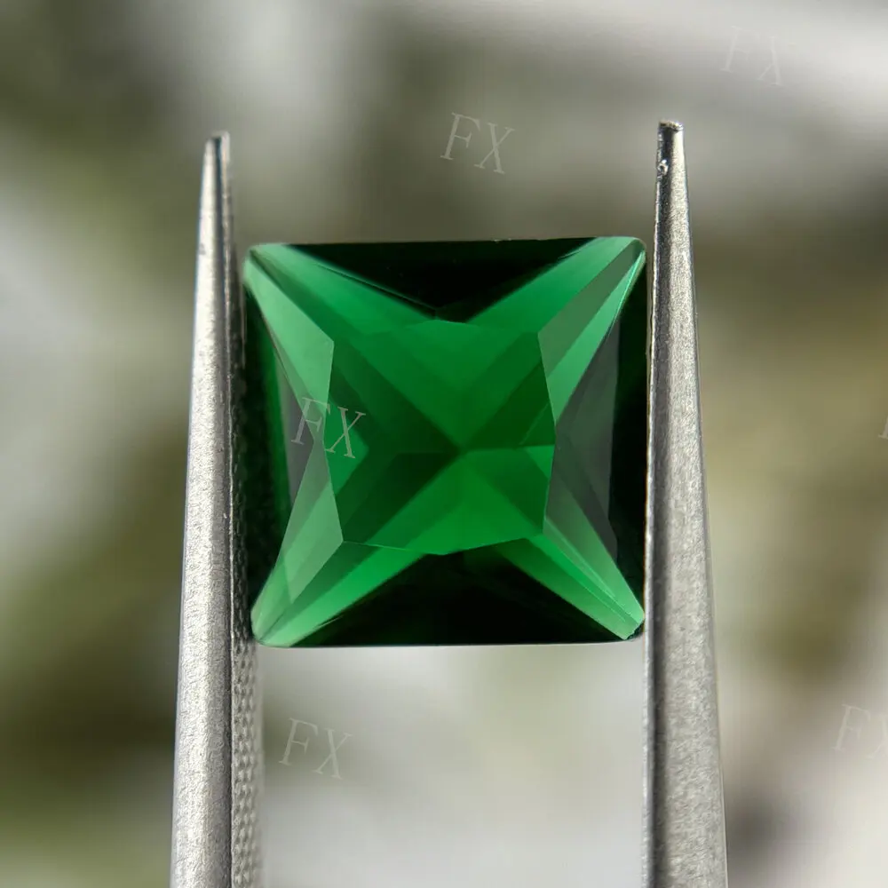 Glass Synthetic Gems  Square Shape Princess Cut 2x2~12x12mm Loose  Dark Green  Stone For Jewelry DIY Stone Free Shipping