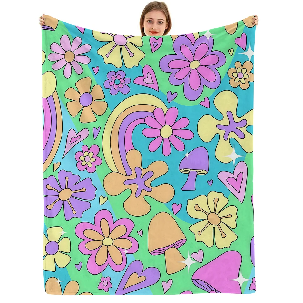 Rainbow Daisy Cartoon Anime Pr - Christmas Throw Blanket review and price