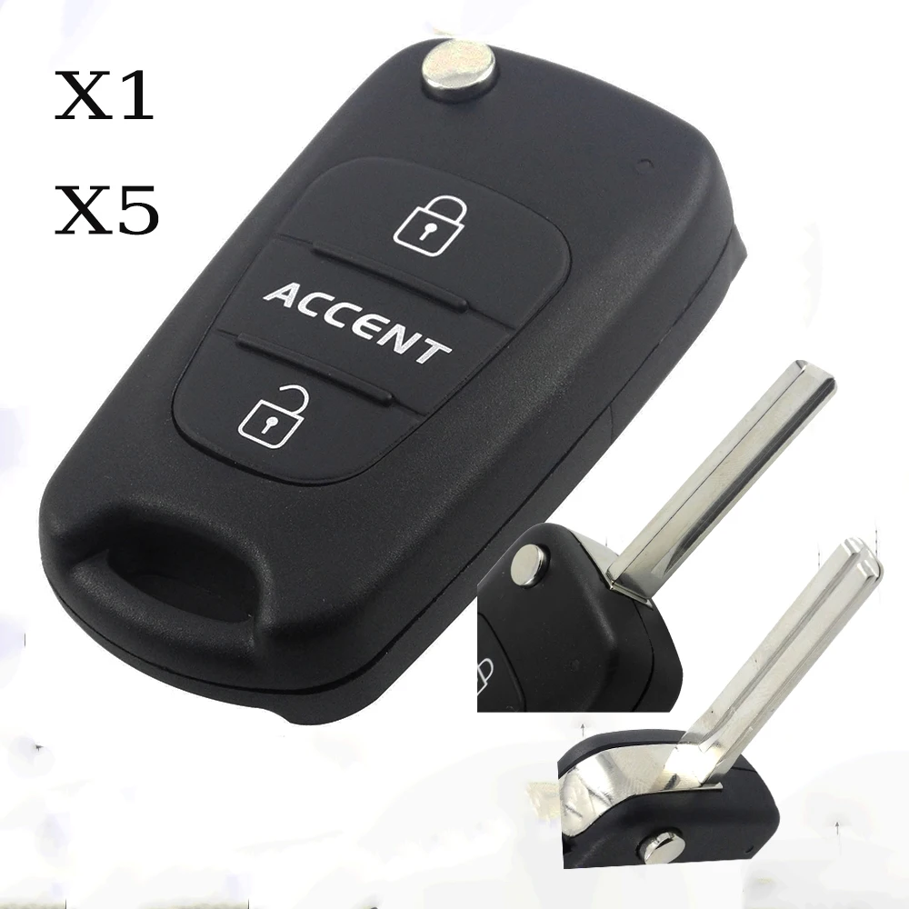jingyuqin X1 X5 Fernbedienungs-Autoschlüsselgehäuse Klappbar für Hyundai Tucson ix25 ix35 Kia Ceed Rio 3 Sportage Ersatzgehäuse