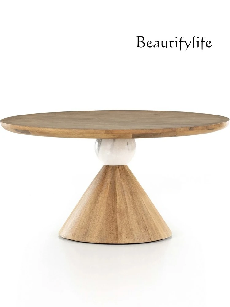 

Medieval solid wood round dining table Nordic cone cylindrical home retro restaurant dining table dining table