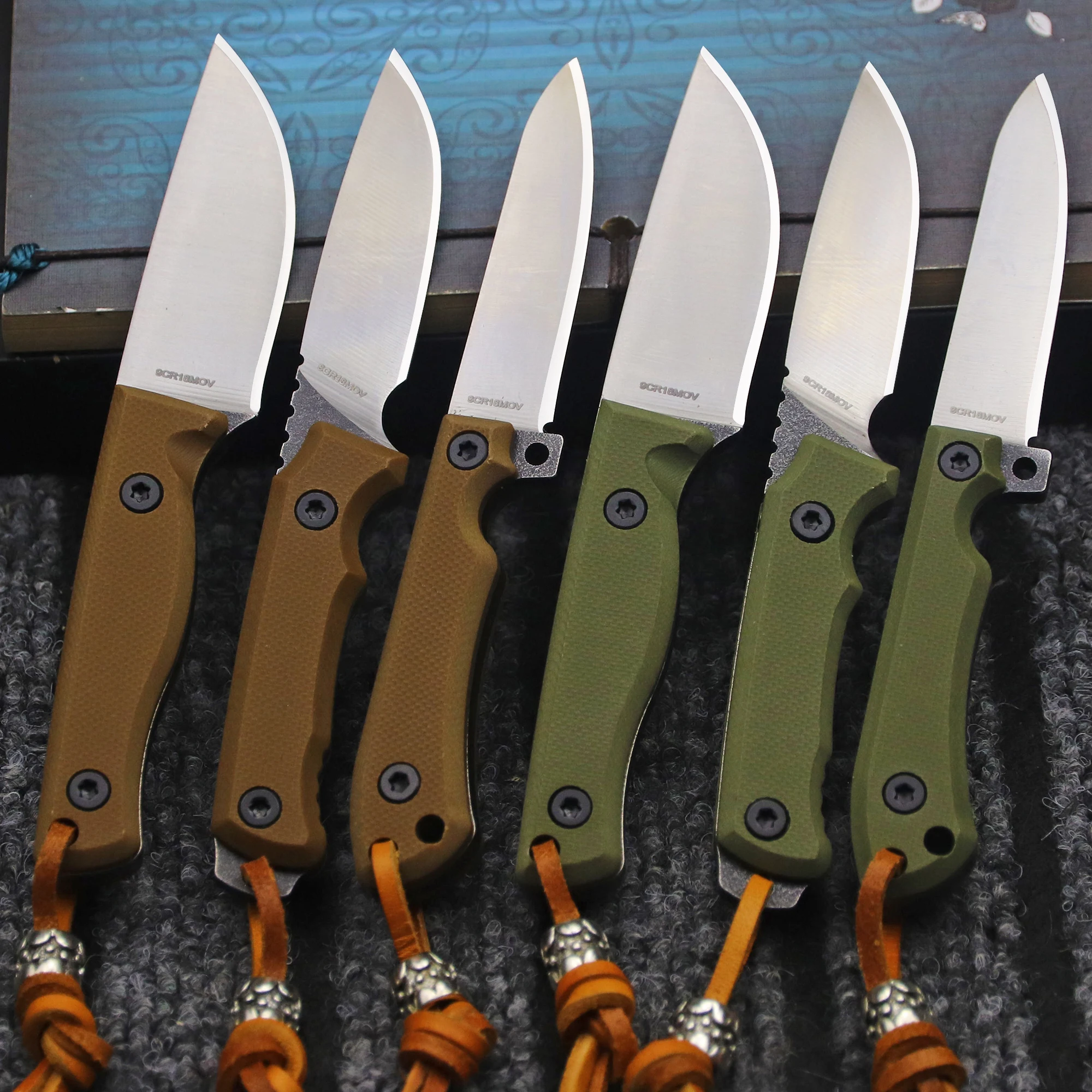 WPKOPYA U.S.9CR18MOV Mini cuchillo de caza Full Tang + funda K, cuchillo de supervivencia en la jungla, cuchillo EDC de autodefensa para acampar