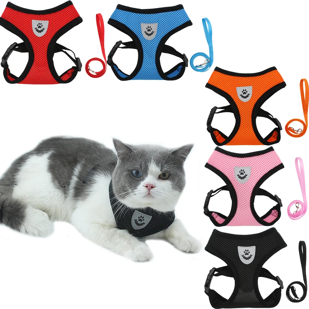 

Breathable Small Dog Pet Harness and Leash Set Puppy Cat Vest Harness Collar For Chihuahua Pug Bulldog Cat arnes perro