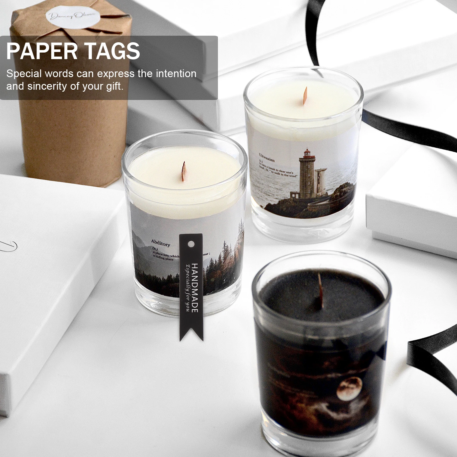 

100 Pcs Homemade Labels Aromatherapy Hanging Tag Paper for Candles Handmade Gift