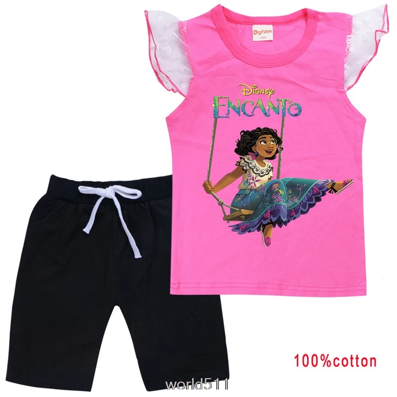 Sommer Kinder setzt Mädchen neuen Film Encanto T-Shirt Shorts Set Kinder Jungen Kleidung Tops Baby Kleidung Geburtstags geschenk